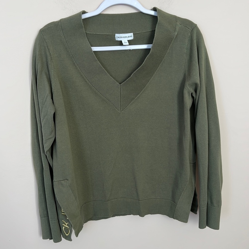 CALVIN Klein Jeans L Green Long Sleeved Sweater
